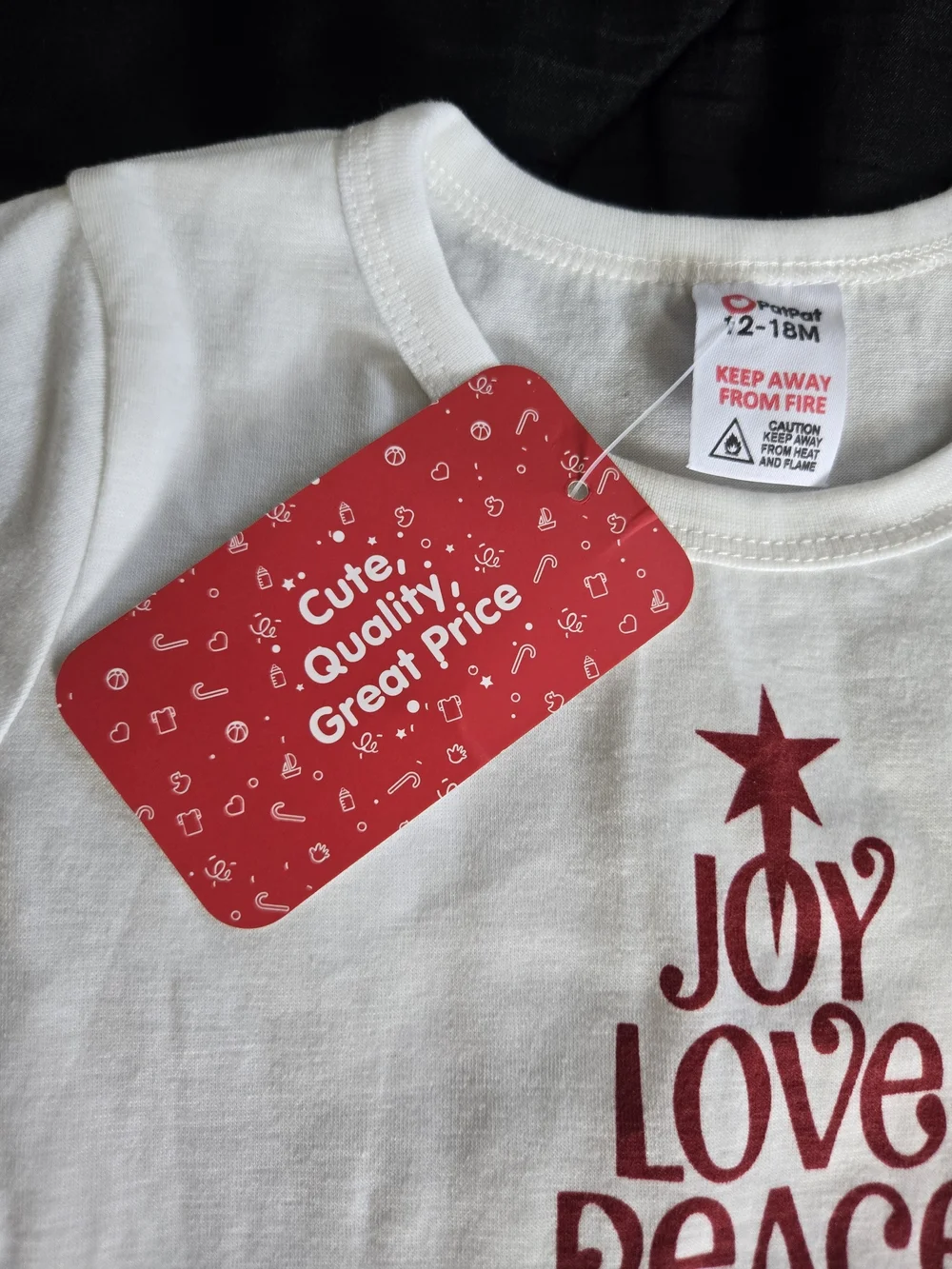 PatPat Cream and Red Holiday Baby One-Piece Footie